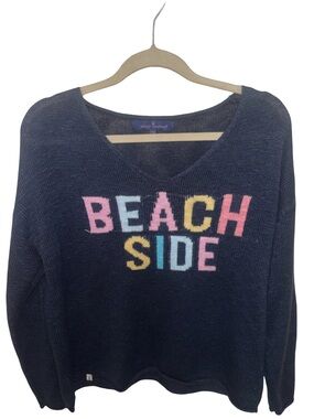 Simply southern Navy 'BEACH SIDE' V-Neck Knit Sweater